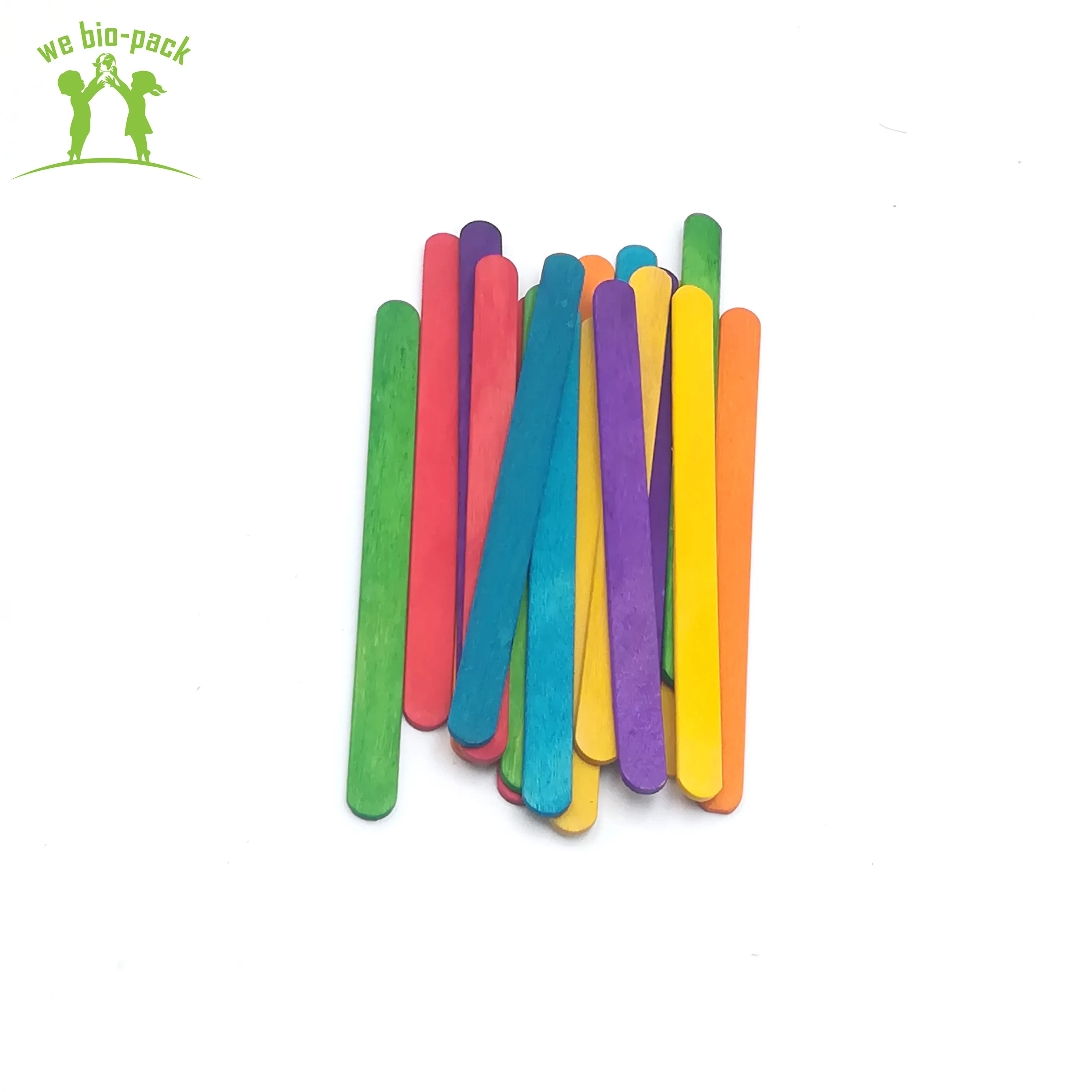 
125mm Kids Natural Safety Wooden DIY Colorful Craft Sticks Ice Cream Spoon 