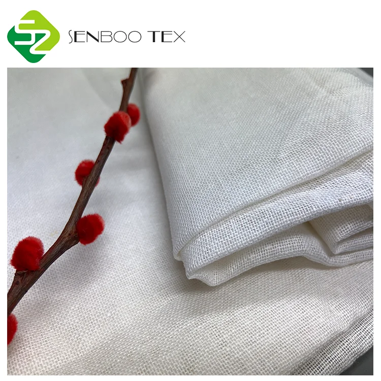 100% Unbleached White Ramie Fabric 110gsm Linen-Like Eco-Friendly Woven Mesh Fabric for Food Wraps Package Shirts Dresses