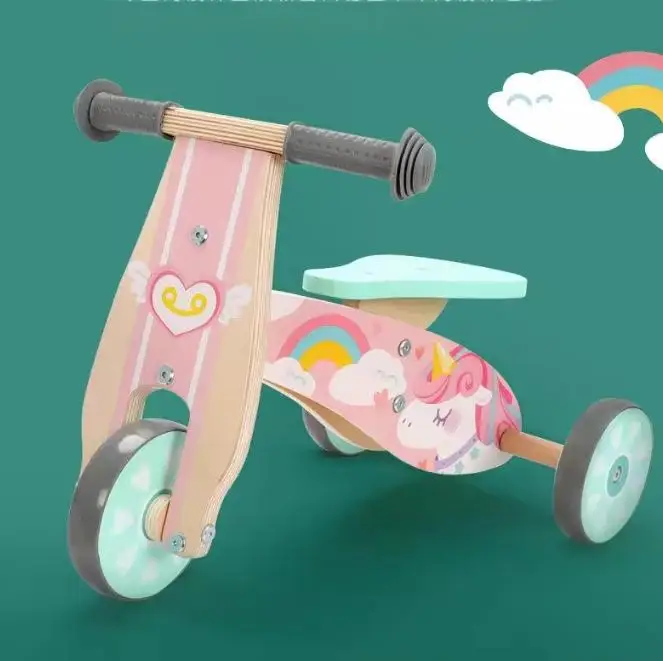 Unicorn Toy for 3-7 Year Olds Non-Pedal Anti-Rollover Balance Wooden Sliding Bike for Infants and Toddlers
