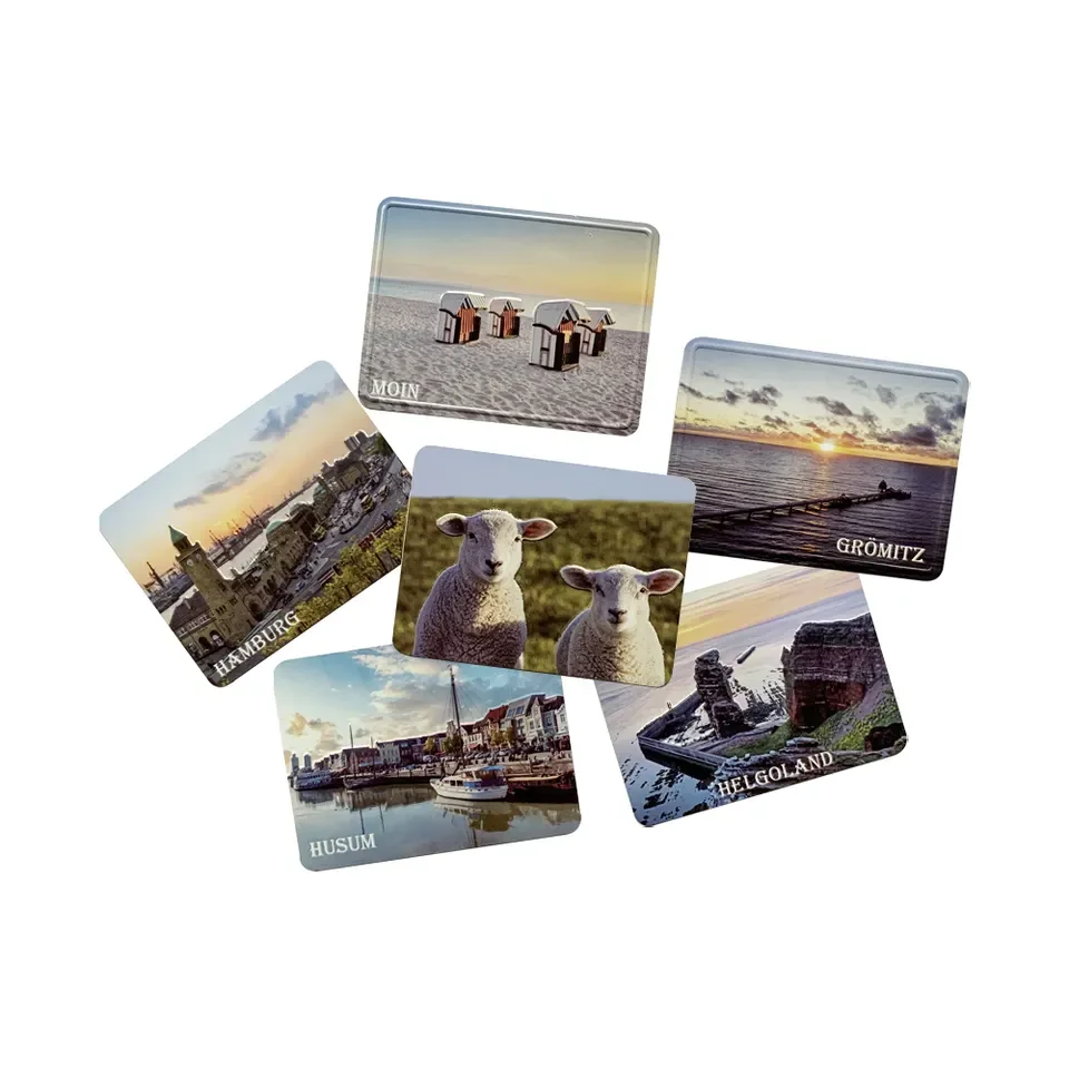 Custom High Quality Metal Photo 3D New Factory Tinplate Refrigerator Fridge Magnets Tourist Souvenir Tin Fridge Magnet Fridge