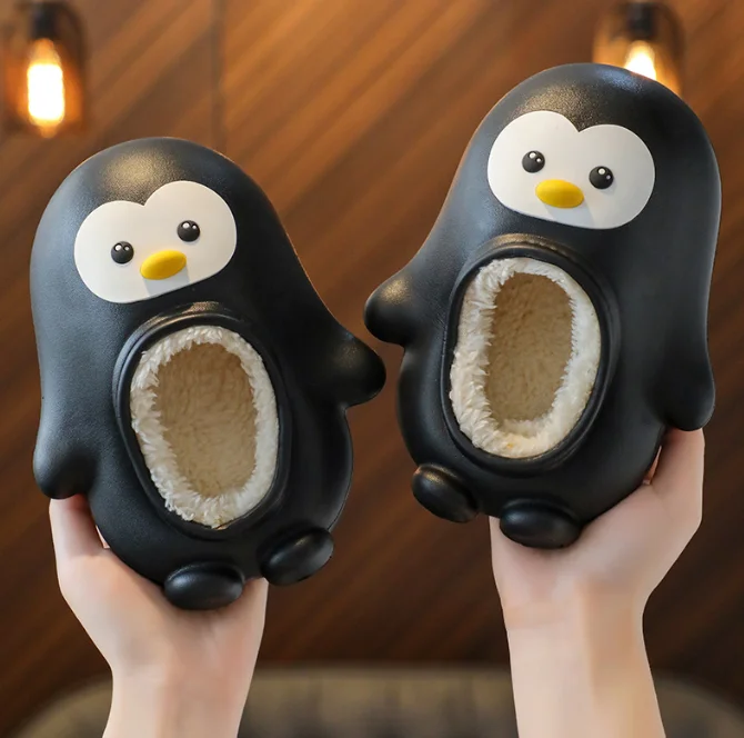 2022 new household cotton slippers women wear Baotou parent-child household cotton slippers waterproof cartoon penguin cotton sl