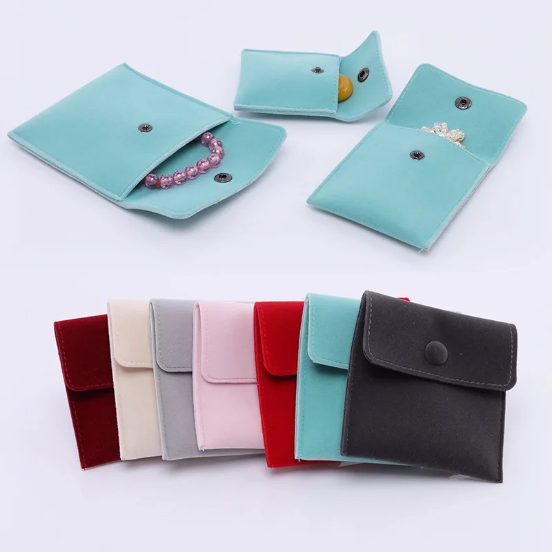 Бархатный Подарочный пакет для ювелирных изделий, упаковка на заказ, органайзер с кнопками-застежками для колец, браслетов, ожерелий, серег