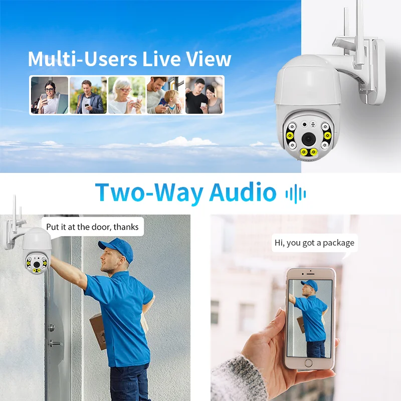 Vesafe 1080p WiFi outdoor dome security camera night vision wireless cmos camera monitor  surveillance camera