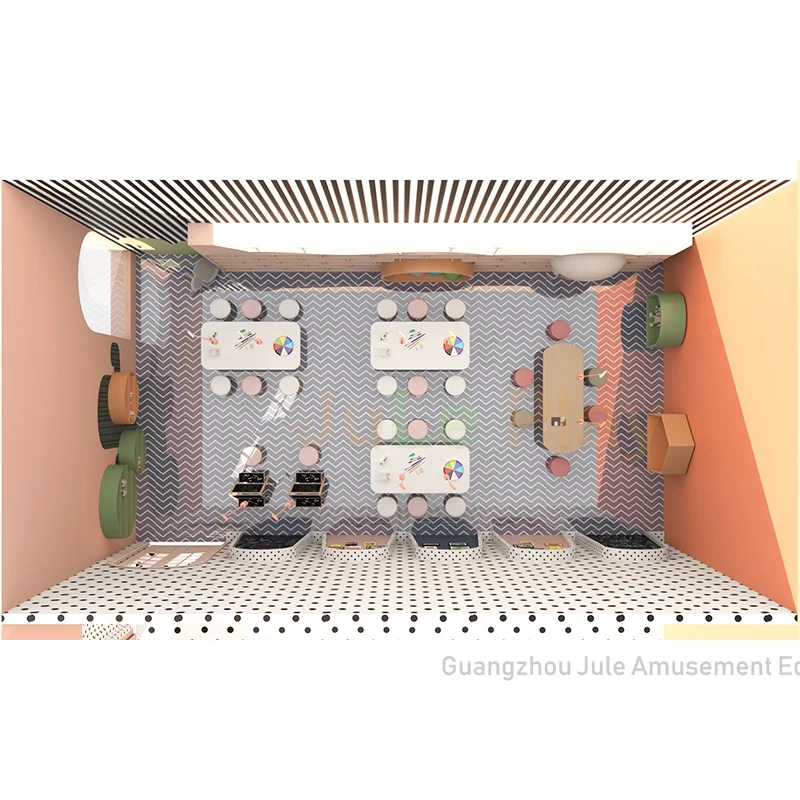 kids play cafe fashion style playground design learning room painting room drawing art corner for shopping mall playground