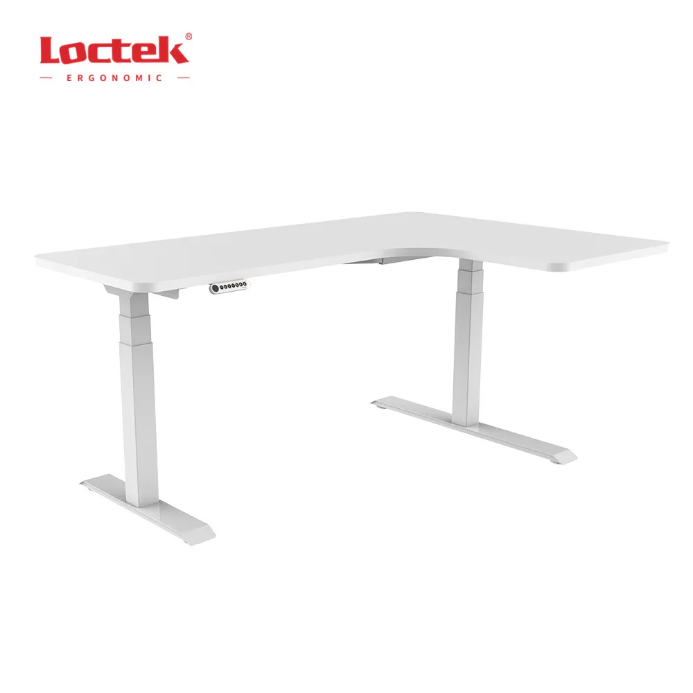 Loctek современный в форме буквы L 3-ступенчатый двойного двигателя уголок с электрической регулировкой высоты на подставке для офисного стода ET223ZL