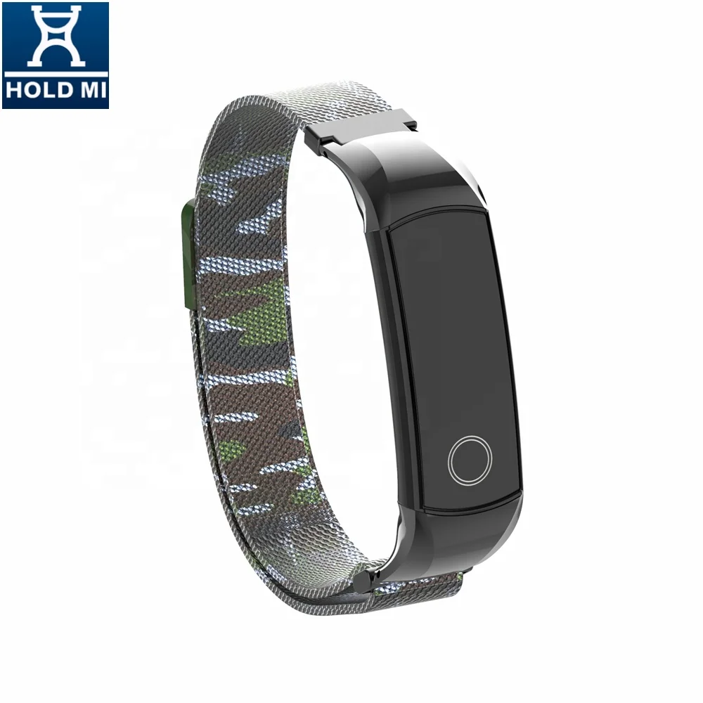 Customized HOLDMI 7084 series Green Camouflage color SS milanese strap band for HUAWEI band 4