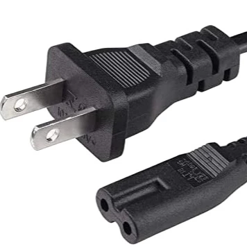 Universal 2 Prong US AC Power Cord - NEMA 1-15P to IEC320 C7 Figure 8 Connector AC Power Supply Cable Wire