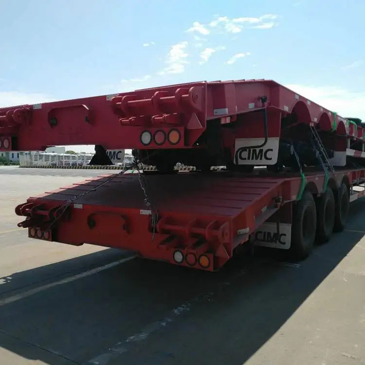 Low Bed Trailer Truck 4 Axles 60Ton Heavy Duty Hydraulic Lowboy Lowbed Semi For