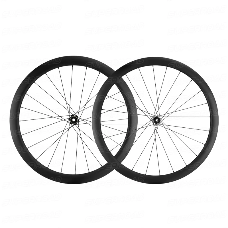 
Hot Sale 25mm Wide 40mm front 45mm rear Deep Carbon Wheels Disc Brake Tubeless Bicycle Wheelset With Novatec 411/412 HUB 