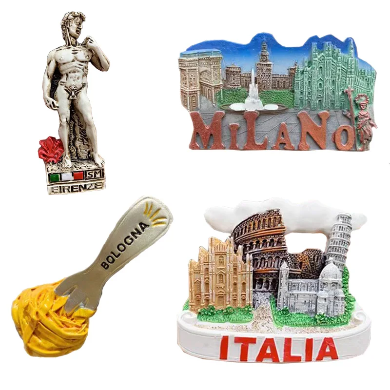 Tourist souvenir refrigerator Italian landmark Tower of Pisa piazza di spagna Milano Roma Sicilia Venice Gradara fridge magnet