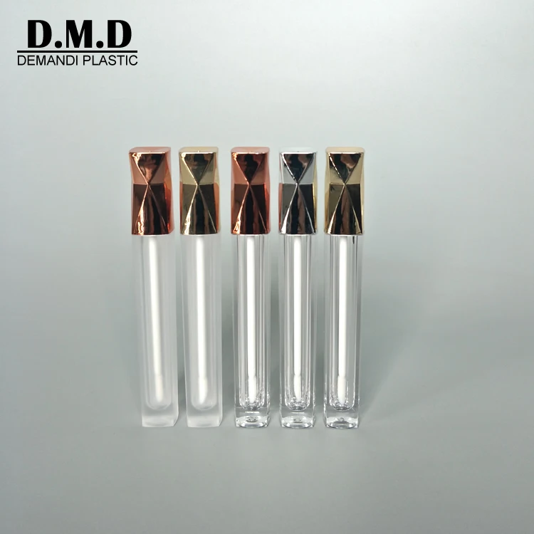 Low MOQ clear new design luxury unique empty 5ml 5 ml rose gold silver lipgloss tubes for lip gloss