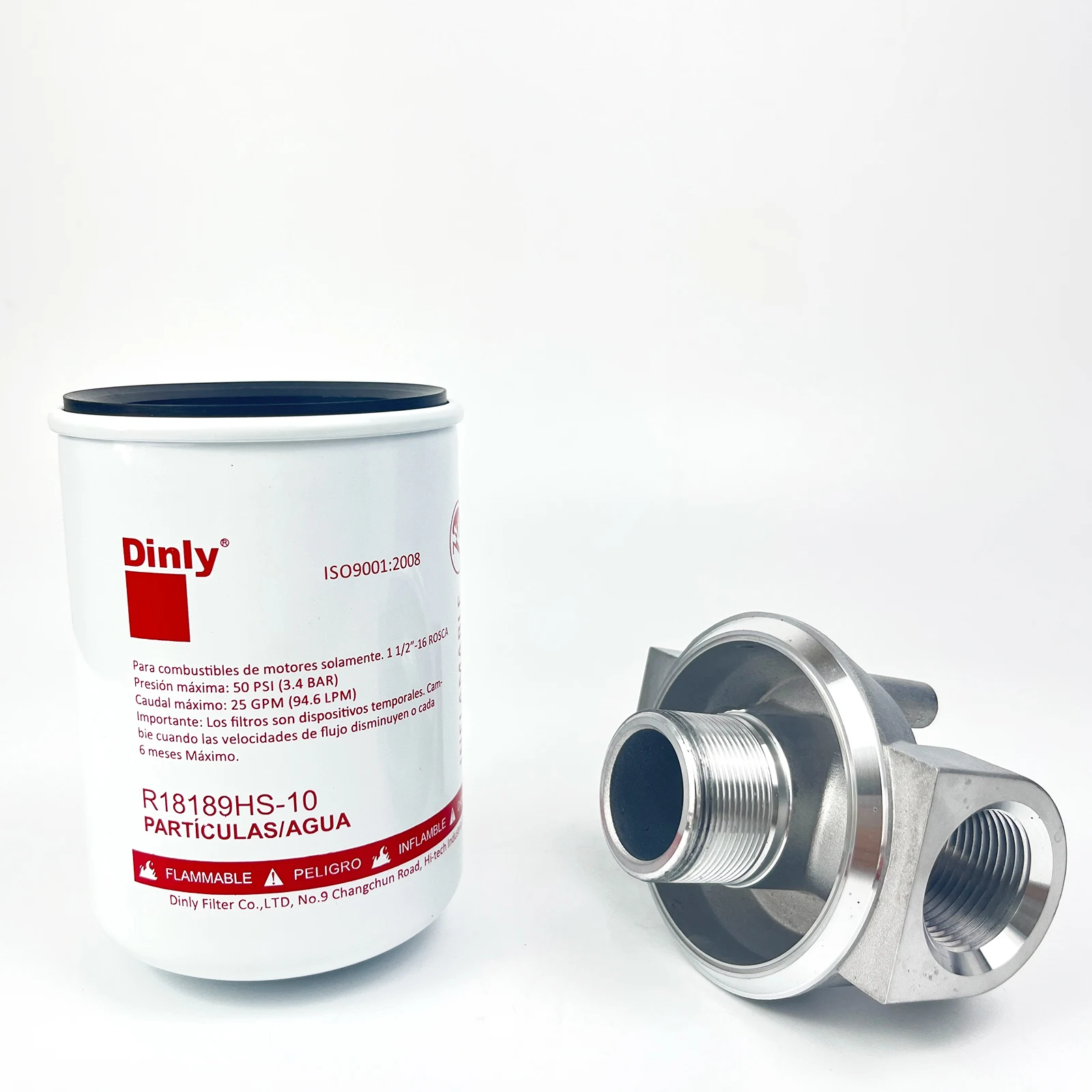 Aluminum Alloy Fuel Dispenser Filter Diesel Gasoline Solvent Trap Fuel Filter R18189HS-10 with Holder