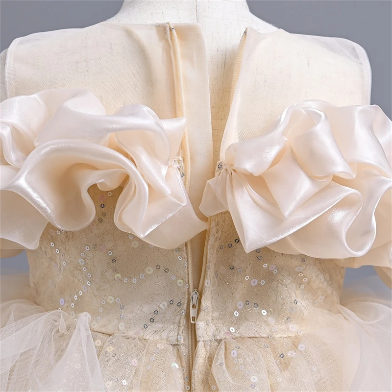 Wholesale Children Sweet Dress Girls Flower Party Dresses High-Quality Baby Lace  Dress