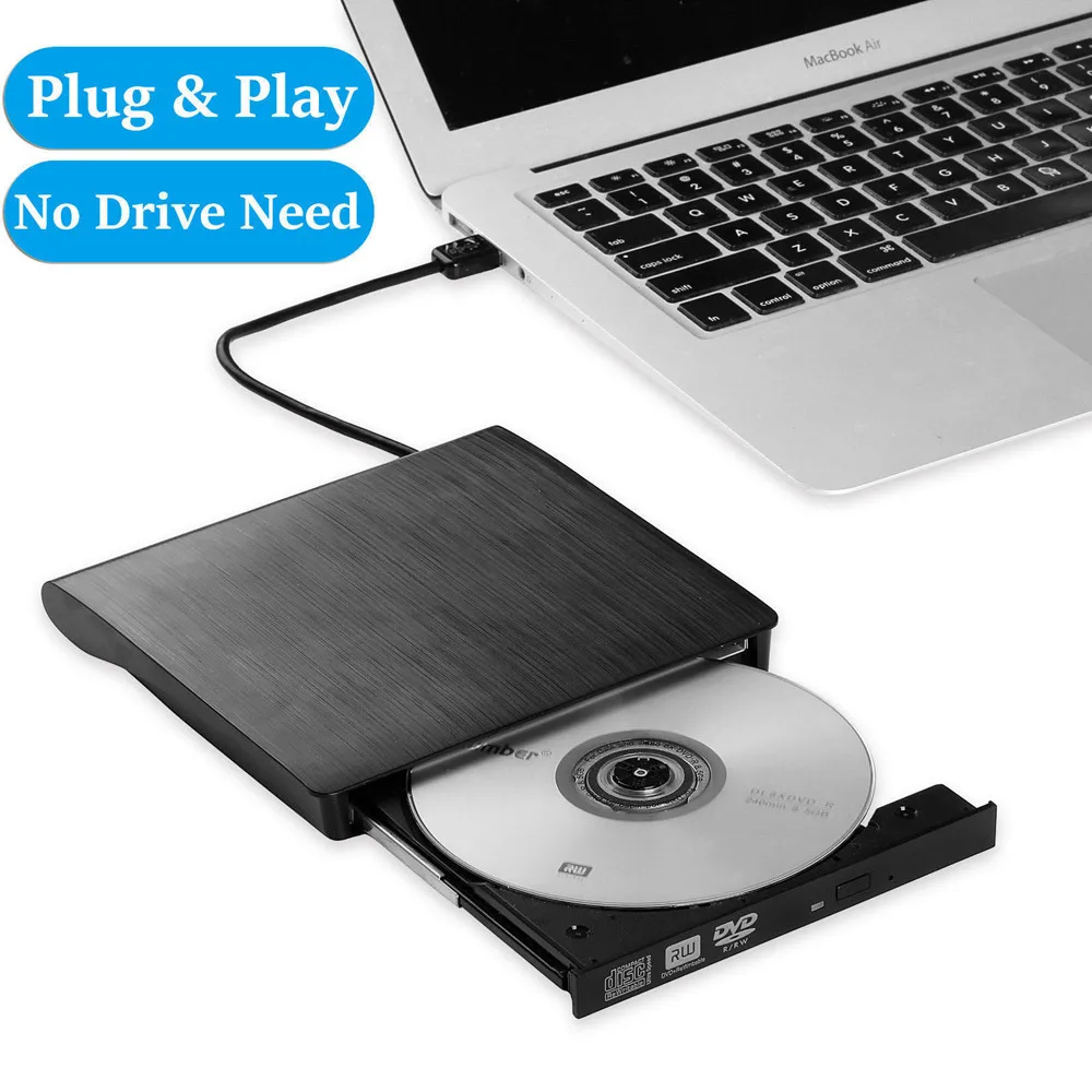 Slim Portable External USB 3.0 CD/DVD +/-RW Burner Drive DVD/CD ROM Rewriter High Speed Data Transfer For Laptop Desktop PC