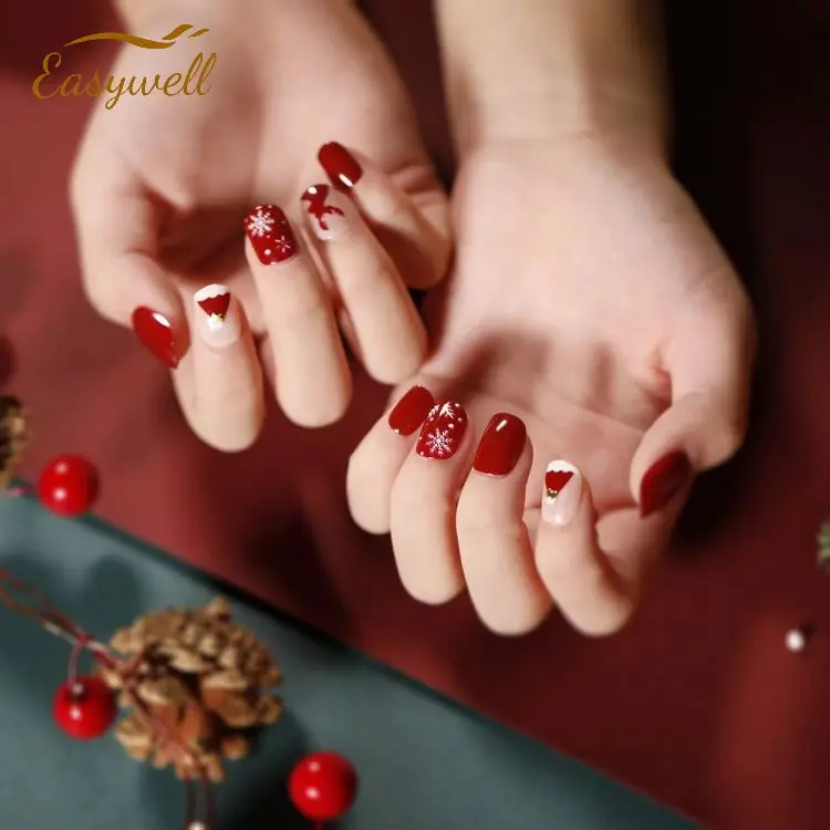 Custom Nail Short Square Hand-made Quality French False fake-Nails  press On Nails for wholesale