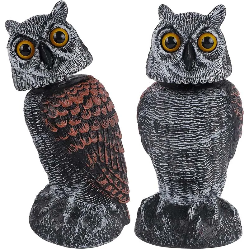 Wholesale 10.6 inch Bird Scarecrow Owl Decoy Sculpture Rotating Head Plastic Owl Bird Deterrents