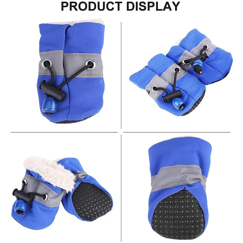 Winter Warm Waterproof Rubber Skid Proof Sneakers Pet Snow Boots Dog Shoes for Dogs Pet Apparel & Accessories Small Medium Dogs