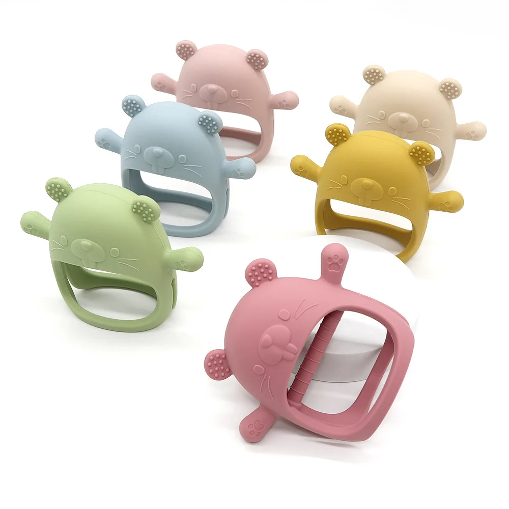 Shopify Sourcing Agent 2024 Silicone BPA Free Baby Teether Gloves Cartoon Bear Teething Molar Stick Baby Accessories