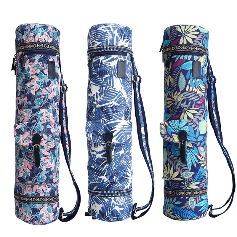 
Wholesale eco friendly large capacity pocket folded canvas custom printed travel yoga mat bag with logo 