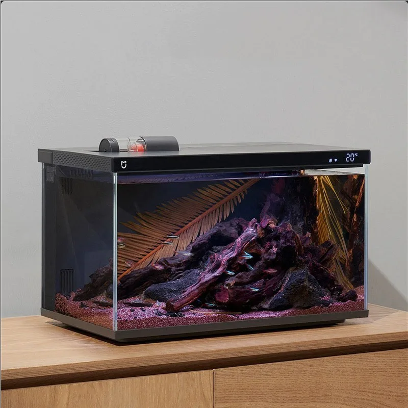 Glass Aquarium Fish Tank  Intelligent Desktop Ecological Fish Tank with WIFI Control Feeding Box Light Filter
