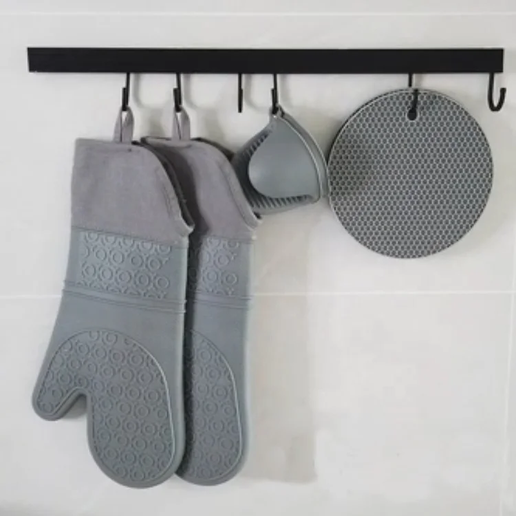 Упаковка из 6 удлиненные утепленные печь силиконовый хлопчатобумажная подкладка варежки с мини-печь перчатки и горячие подушечки Прихватки наборы для ухода за кожей