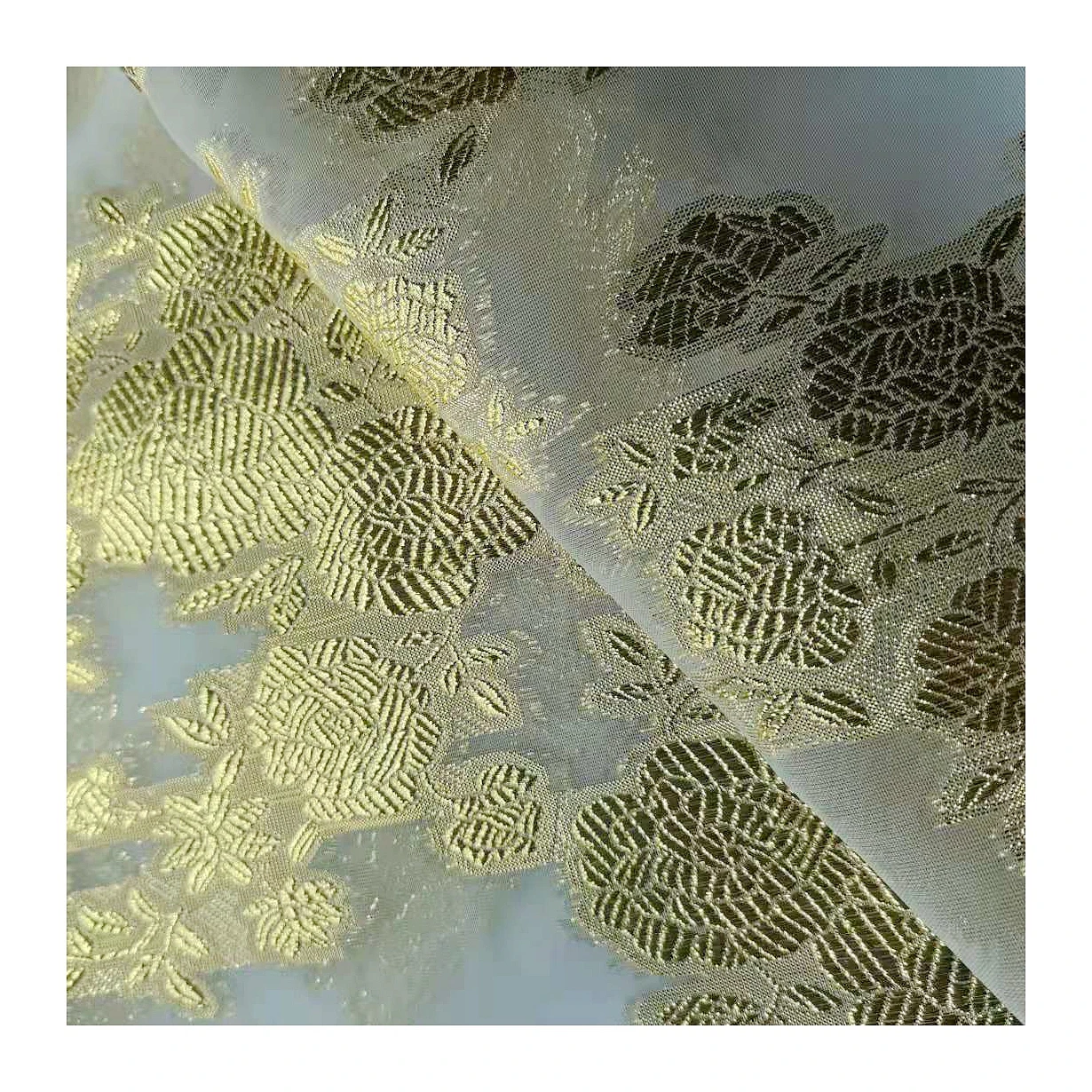 Wholesale High Quality Gold Metallic Lurex Floral Jacquard Fabric Polyester Chiffon Manufacturer Voile Fabric For Dress Blouse