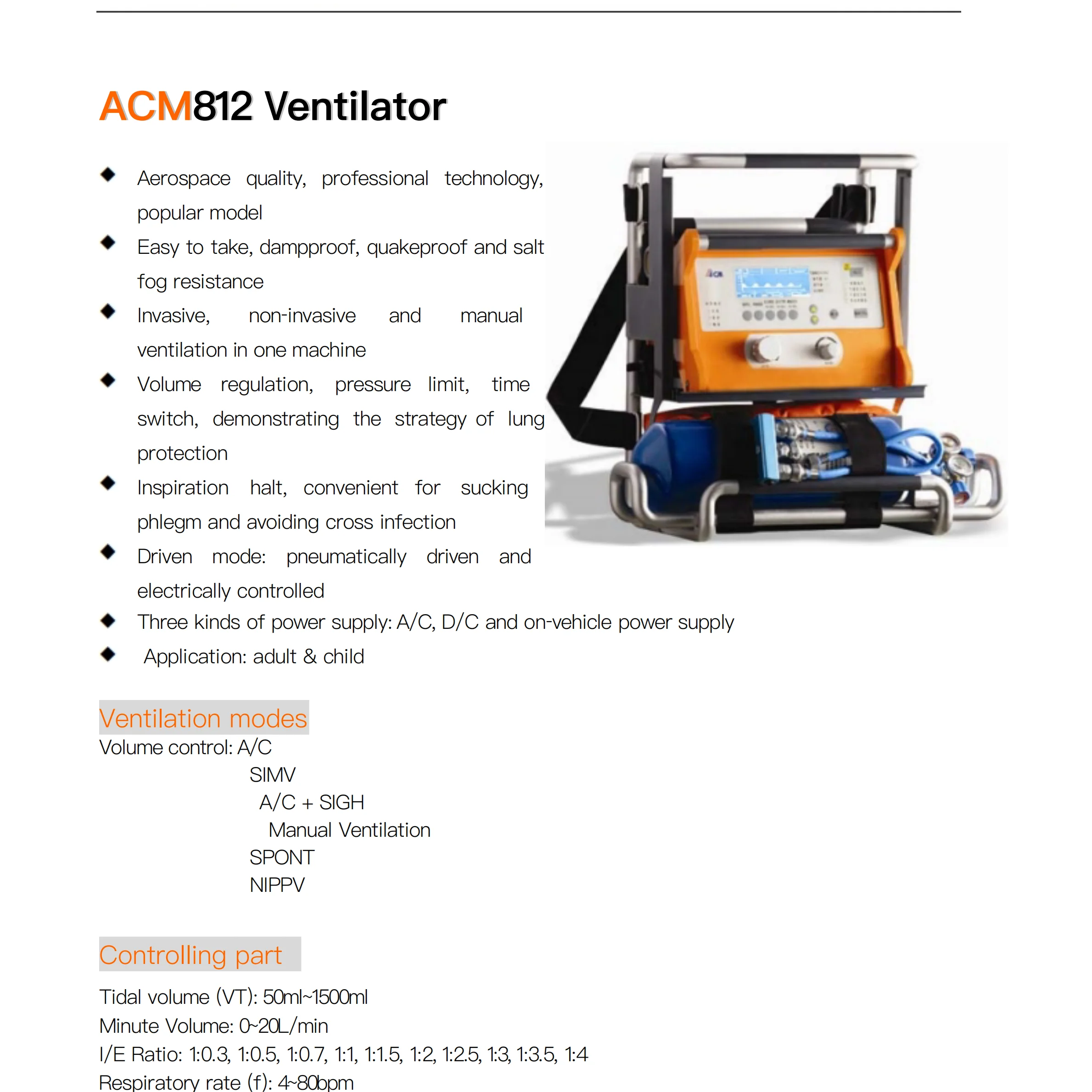 
ACM812A Breathing Apparatus <strong><span style=