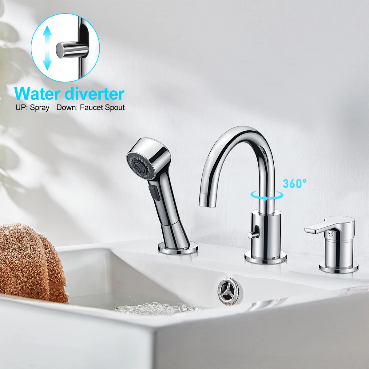 Factory direct supply deck mounted silver white painting single lever bathroom faucet