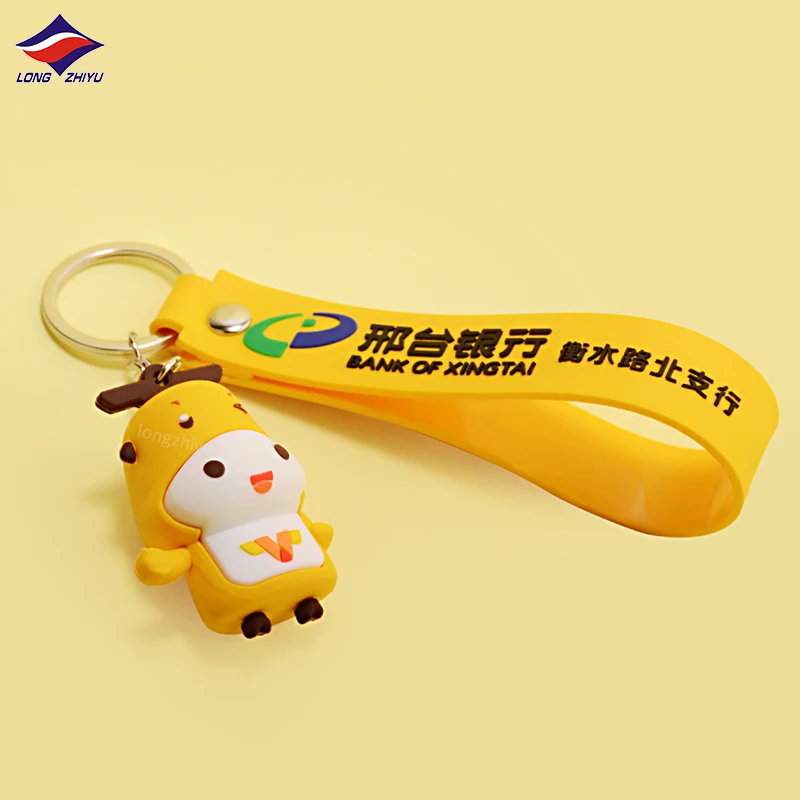 Longzhiyu Anime Cartoon Doll Keychain Gifts for Children Custom Logo 3D PVC Keychains Soft Silicone Key Chain Manufacturer