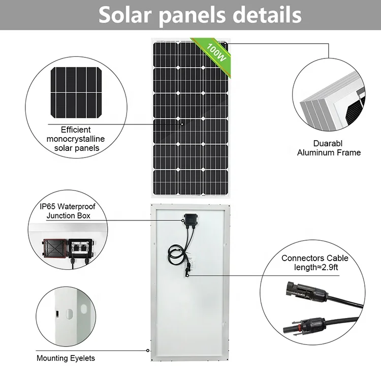 Эко-достойная 12V/18V 100W солнечная панель солнечных батарей 120W 130W 150W 170W 195W 200W Camper жилых автомобильных прицепах