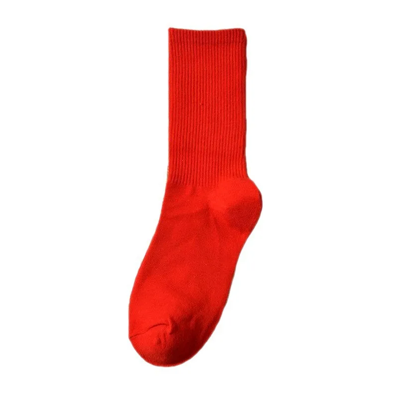 Mid-calf socks rose red orange summer long sports socks bright color