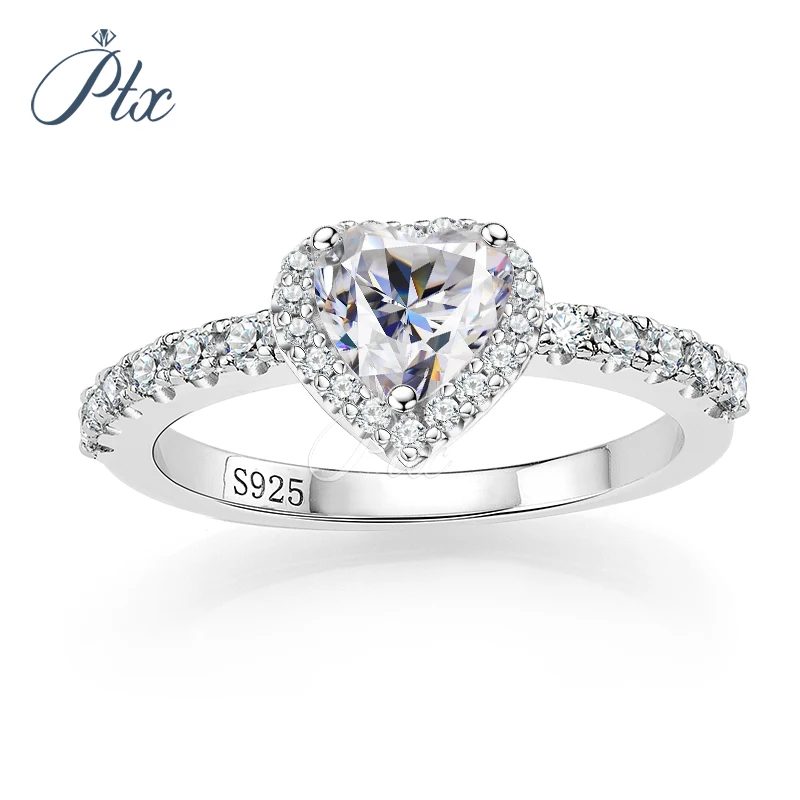Heart shape halo design 1 carat 925 silver material VVS diamond women moissanite ring