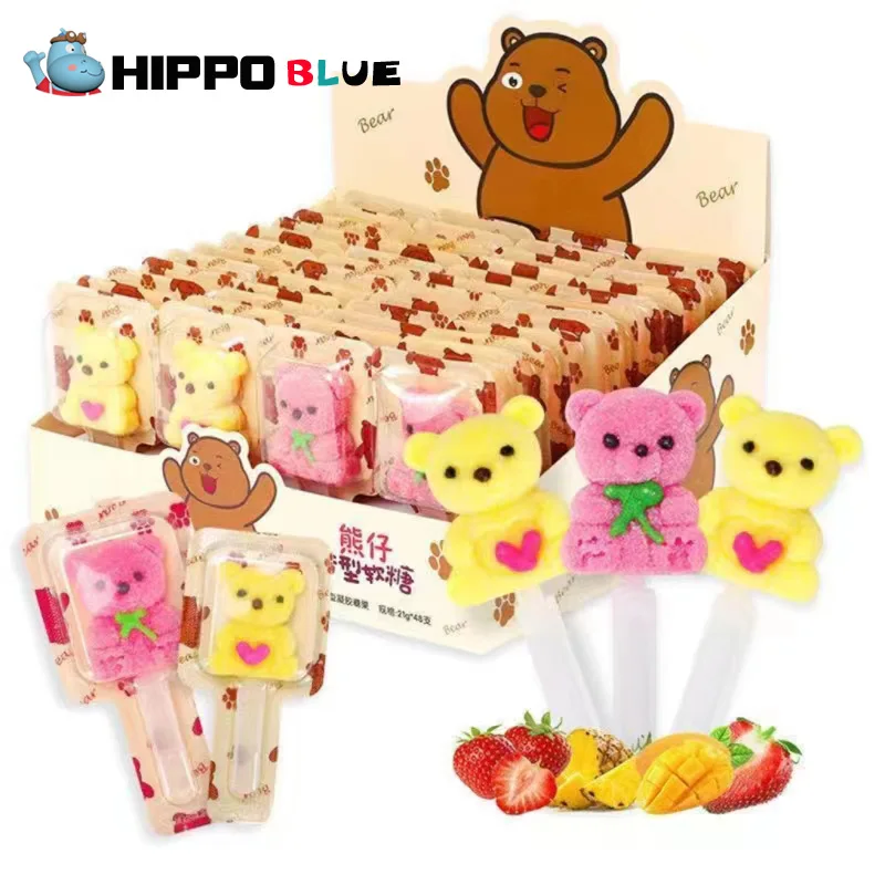Factory wholesale pink and yellow cartoon bear shape soft candy cute and delicious