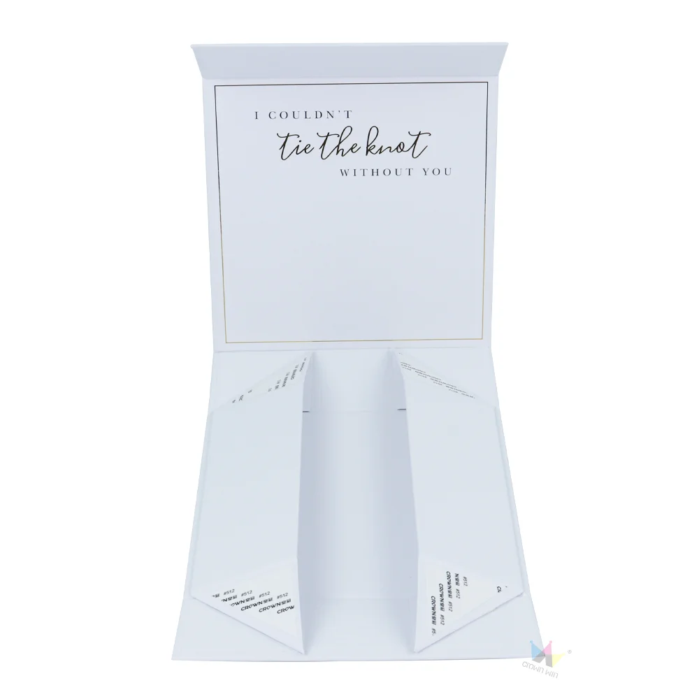Crown win foldable packaging magnetic folding cardboard corrugated shipping mailing boxes for clothes black and gold paper boxes