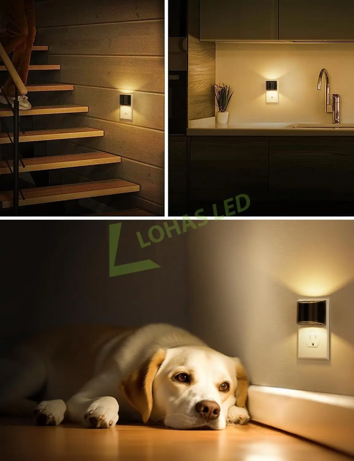 LOHAS Up and Down Lighting LED Mini Nightlight Wall Plug Kids Baby Night Lamp Light Sensor LED Light Night for Bedroom Kids Room