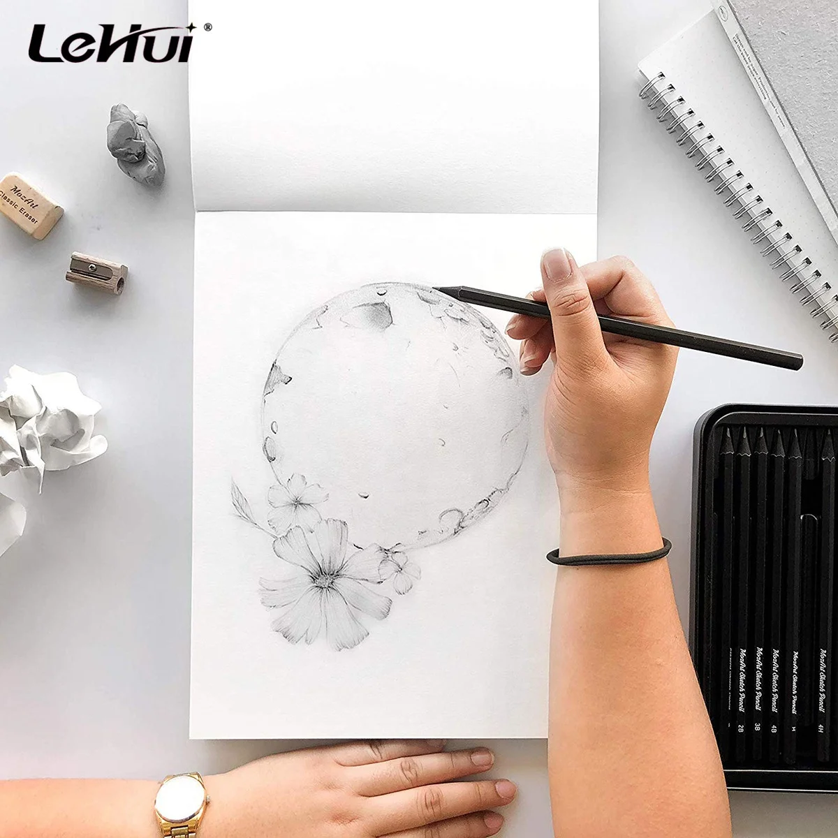 Shanghai Lehui OEM/ODM 60 Sheets 8.5X11 Inches 160Gsm Smooth Thick Drawing Paper Sketchbook For Art Supplies Art Journal