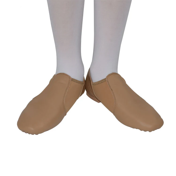  In-stock ready to ship custom wholesale tan skin colour cowhide leather jazz dance shoes
