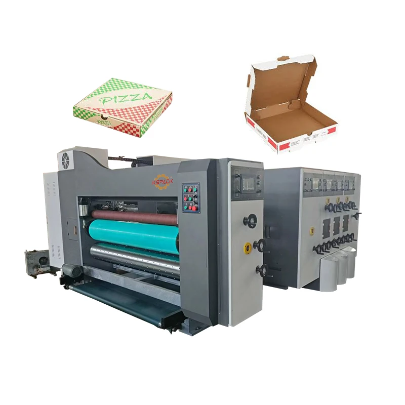 automatic paper products corrugated carton box pizza box  printing machine three color printing slotter die cutting machine