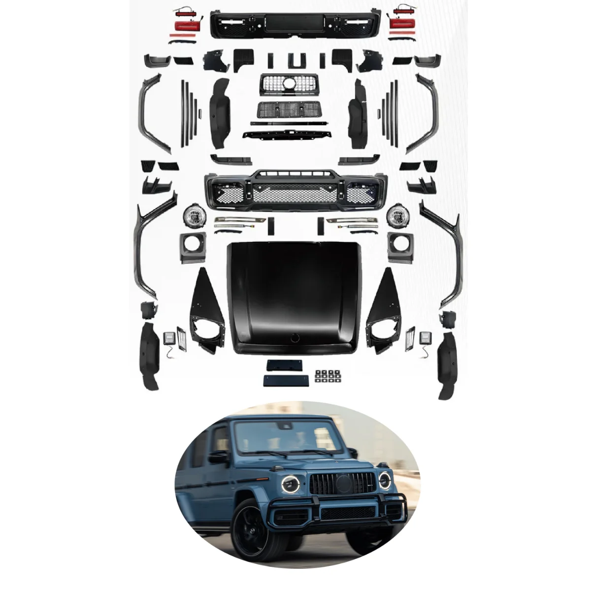 G500 G63 W463 upgrade to G63 G65 W464 B style old to new body Kit assembly For Mercedes G500 G Class 1991-2017