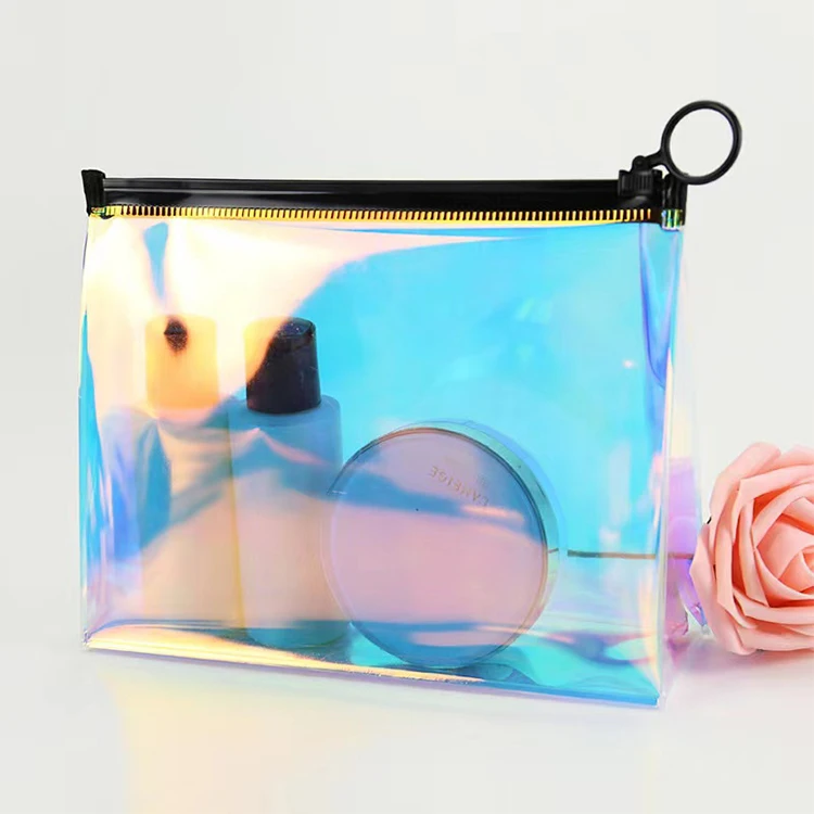 Wholesale Custom Logo Eco Friendly  Women Ladies Travel Small Pouch Zipper Lock Pvc Cosmetic Make Up bag