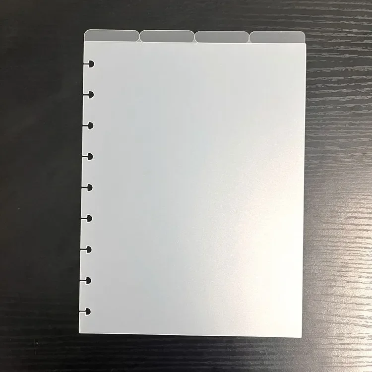 Eco-friendly Frosted Plastic PP Divider Page 4x6 5x7 6x8 Size 9 Disc Hole 6 Side Tab PP Divider