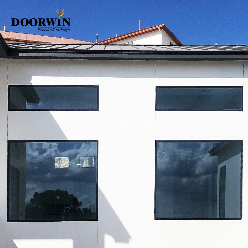 Doorwin Australian Standard Manufacturer Designs Sound Proof Double Glazed Aluminum Fixed Windows For House