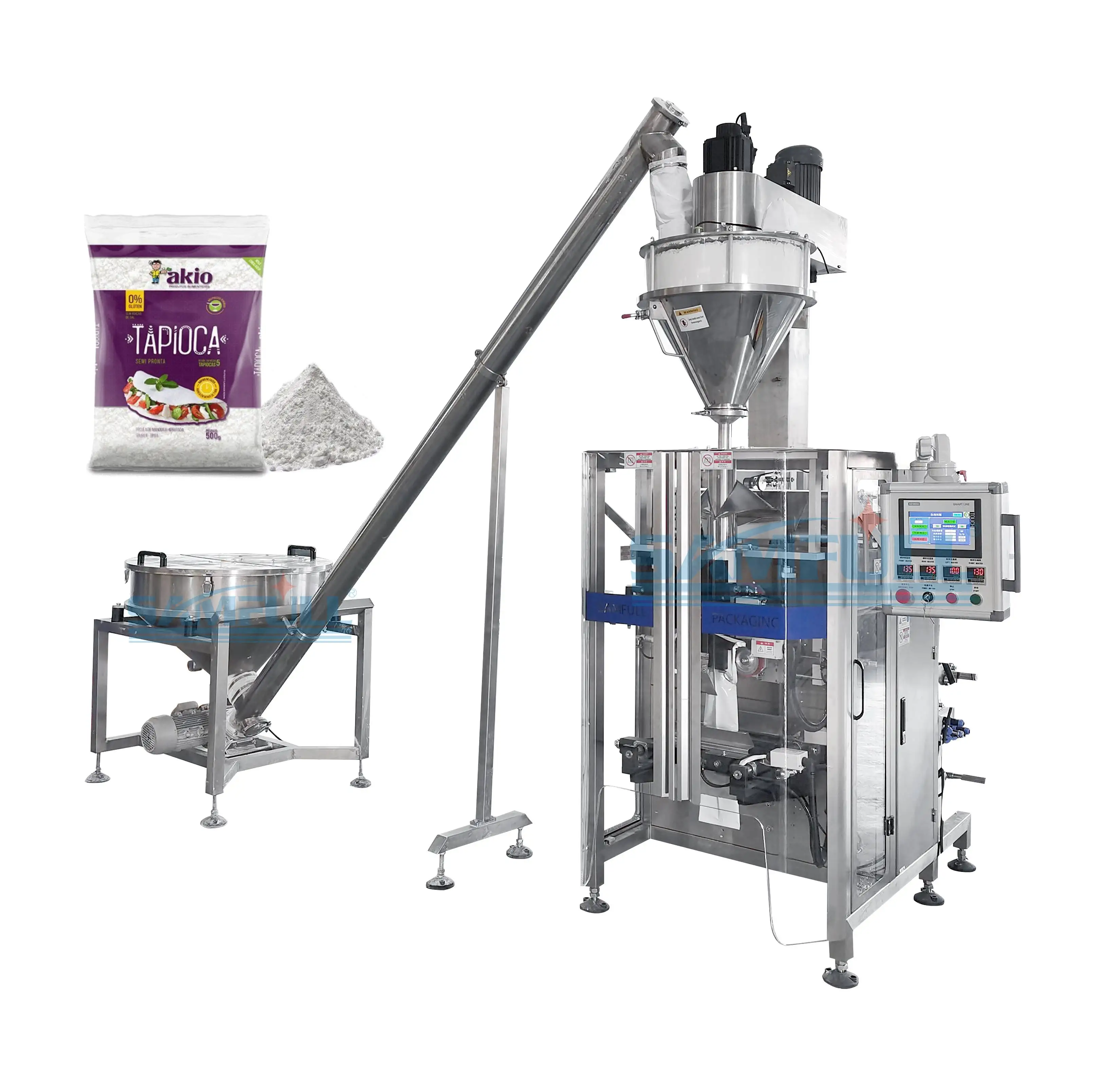 Automatic vertical ffs sachet packaging machine tapioca flour cassava starch powder tempura batter packing bagging machine