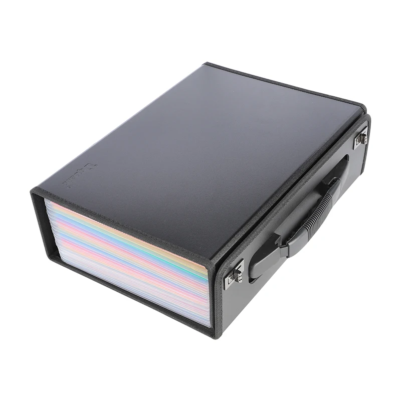 pp file box 24 pockets plastic accordion folder business document storage briefcase with lock