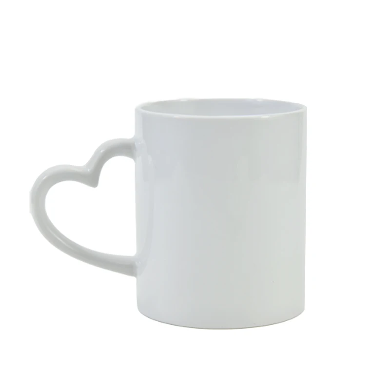Us Warehouse 350ML 11oz Ceramic Mugs Red Heart Handle Custom Mug Sublimation Ceramic Mug Print LOGO Text Coffee Milk Cups