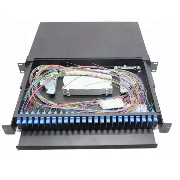 Pull-out ODF FC/SC/LC/ST fiber optic cable terminal box is fully equipped with 12/ 24/ 48/96/144 cores with pigtails