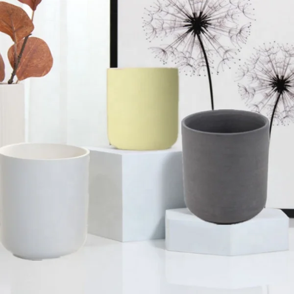 375ML Matte Custom cylinder candlestick porcelain wholesales candle jars home decor wedding ceramic mat candle holder