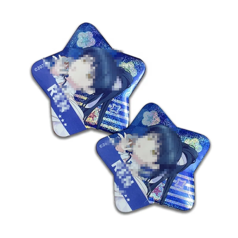 Wholesale Promotional Gift Maker batch print Anime Star Shape Mould Metal Tin Button Pin Badge
