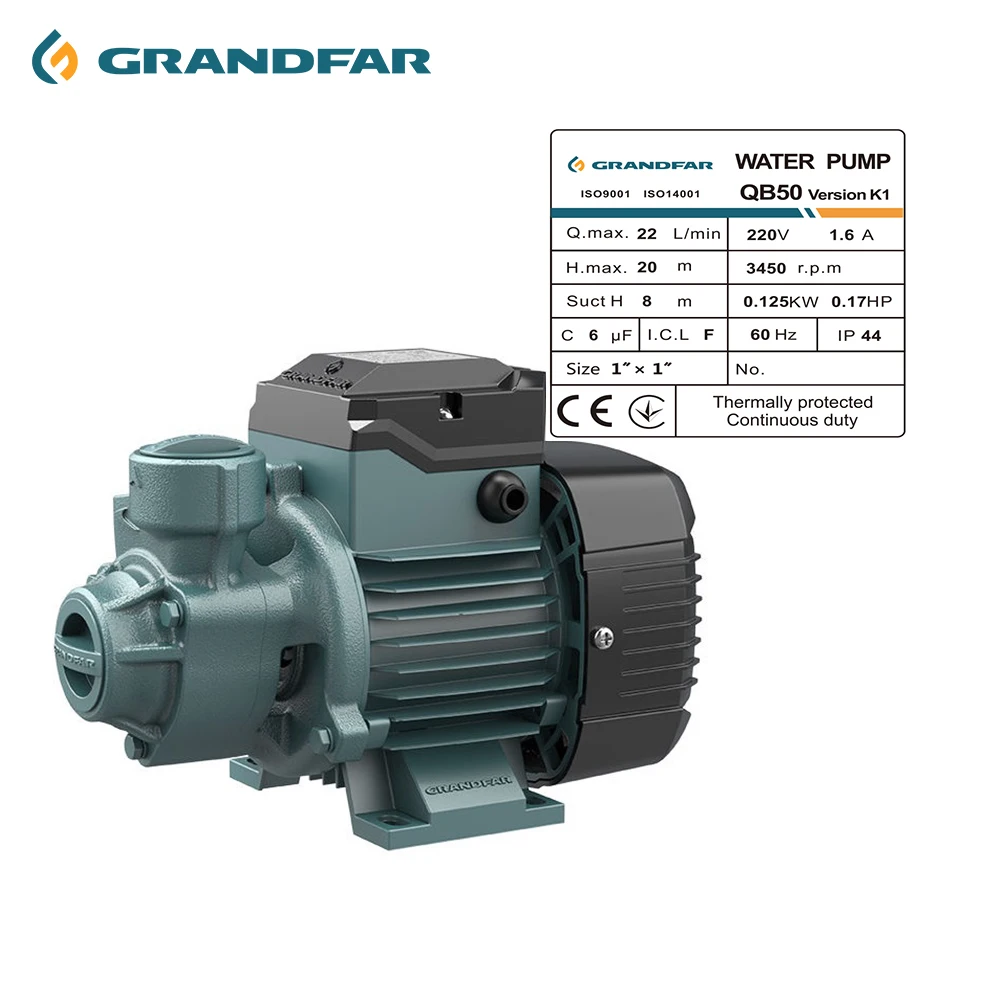 GRANDFAR QB50 0.125KW 220V reliable and economic water pump bomba de agua peripheral pump irrigating applications
