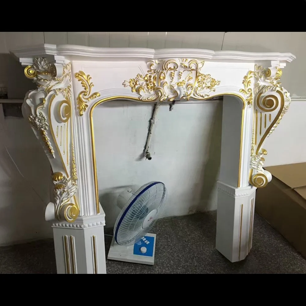 green building decoration material European style PU fire place fireplace mantel